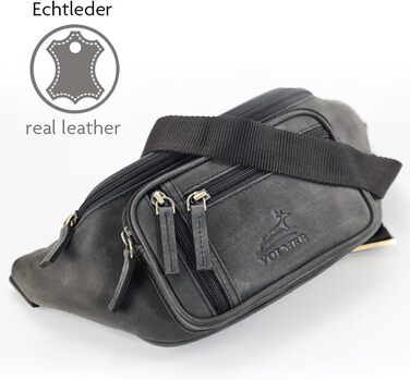 Чоловіча/жіноча поясна сумка Volmer Palma з натуральної шкіри (сірий, ефект потертостей) | Регульований ремінь до 130 см