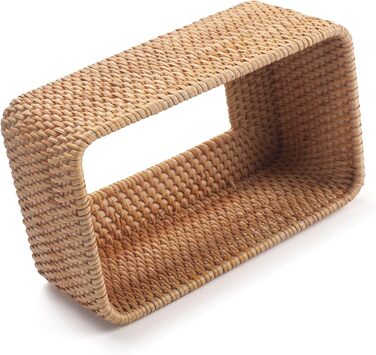 Склянка для рушників з ротангу, плетена коробка для серветок, декоративна для кухні, вітальні, ванної кімнати (натуральний ротанг)