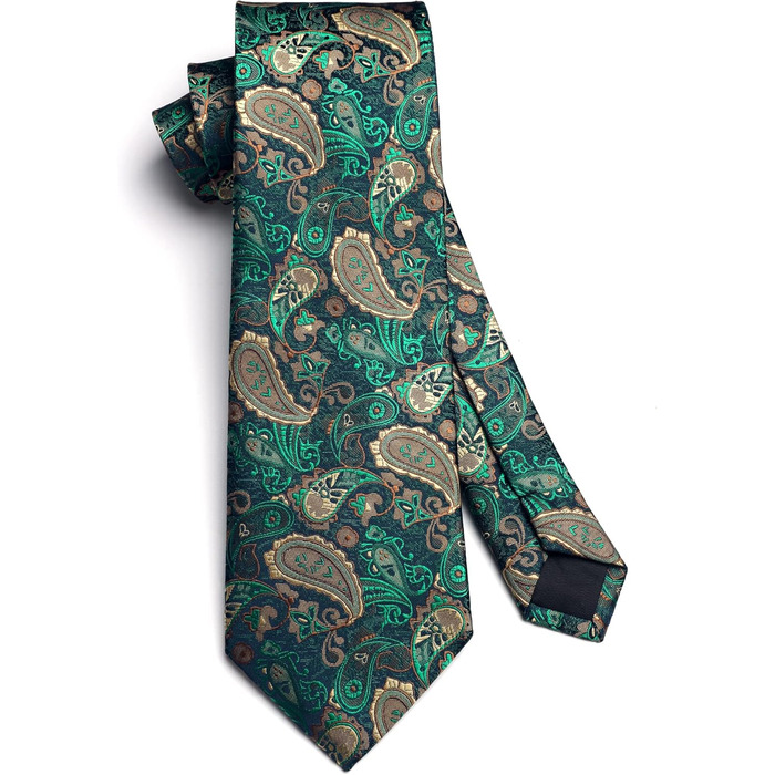 HISDERN Комплект краватки та нагрудного хустинки з квітковим візерунком паваролочка, зелений