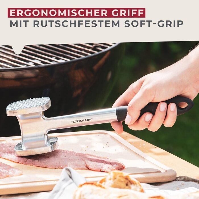 Тістоміс Fackelmann з м'якими ручками – молоток для м'яса з чорної сталі 28 см