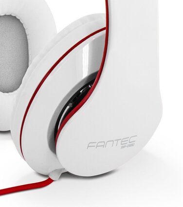Навушники FANTEC SHP-250AJ Stereo HiFi, білий/червоний, без мікрофона