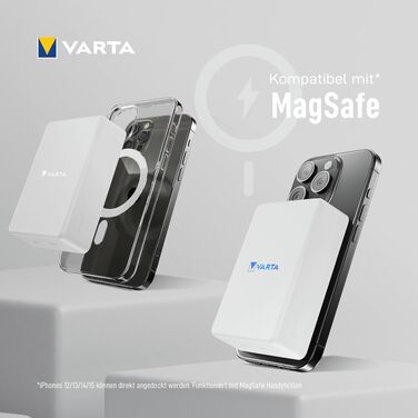 Повербанк VARTA Power Bank Energy 10000 mAh 20W, USB-C та USB-A, Li-Polymer, Pass-Through зарядка, Mag Pro 10000 білий