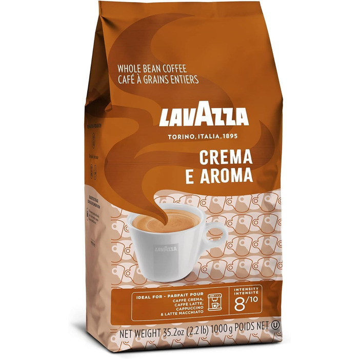 Кава в зернах Lavazza Caffè Crema Dolce, Арабіка та Робуста, середній обсмал, інтенсивність 5/10, 1 кг