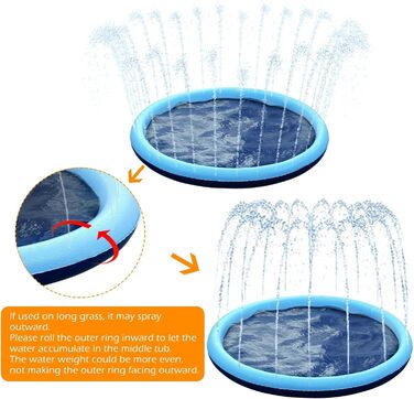 Дитячий розбризкувач Kinder з антиковзким покриттям, 200 см, іграшка-водогра, басейн для собак, ігри на відкритому повітрі, Splash Pad (Блакитний-200 см)