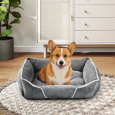 Крізь для собак середніх порід YITAHOME, 51x48 см, ортопедичний, знімний чохол, антиковзаюча підставка, сірий