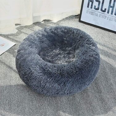 Кругле ліжко для котів та собак, Doughnut-форма, 60 см, сірий колір, Queta Deluxe