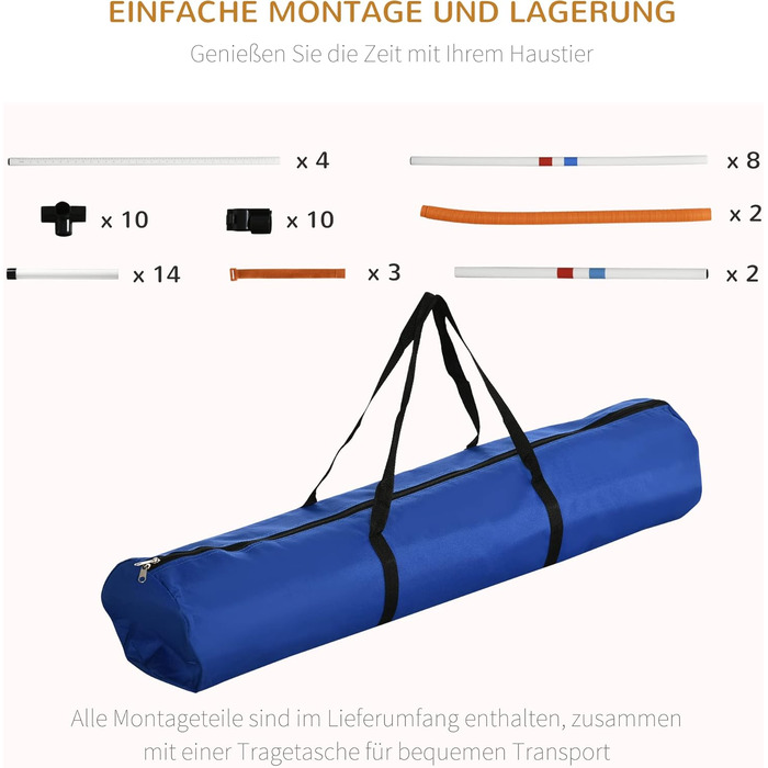 Набір для аджиліті для собак PawHut 3-TLG. Білий+Жовтий, для тренувань