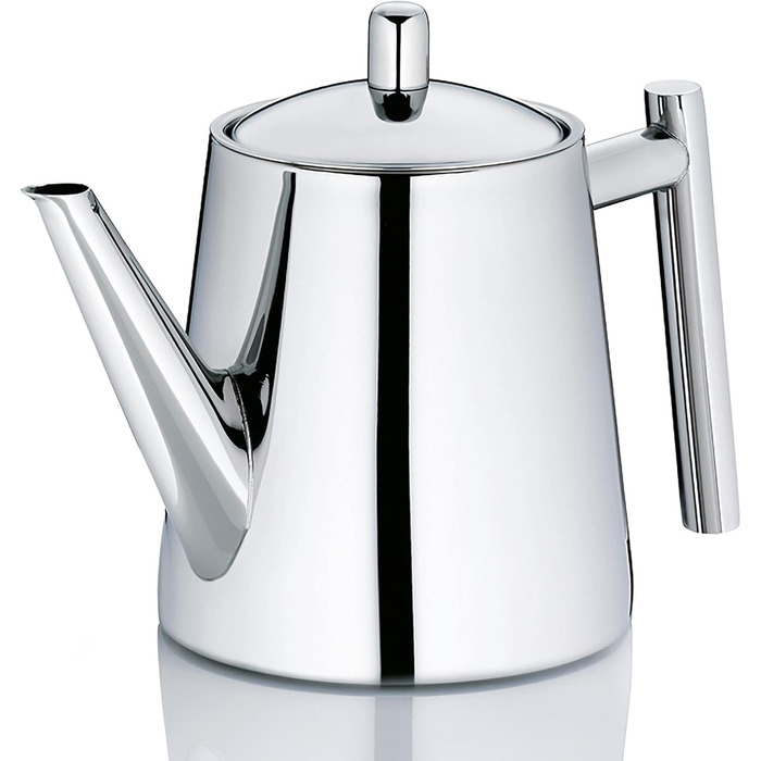 Kela Teapot with infuser, stainless steel teapot ANCONA, teapot for loose leaf tea and tea bags, tea maker, silver (0.9 L)
