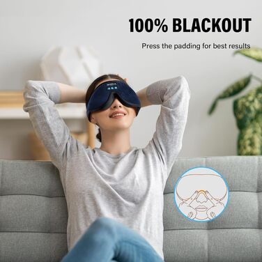 Маска для сну з Bluetooth навушниками 3D, бездротова маска для сну з музикою для бічних та спинних положень, навушники для сну