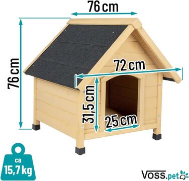 Будка для собак VOSS.PET Liam, XL, з натурального дерева, для великих собак