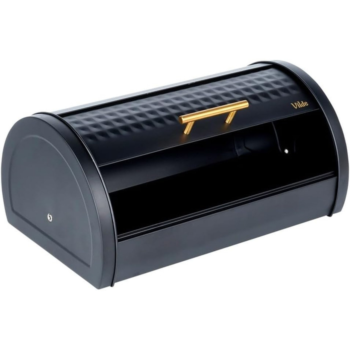 Металева хлібниця Vilde - чорна, 38 x 25 x 18 см