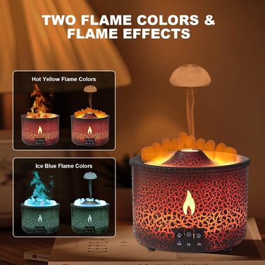 Аромадифузор Vulkan з підсвічуванням: зволожувач повітря, 300 мл, 2 режими, керування від пульта, холодний пар, для дому, фітнесу, білий