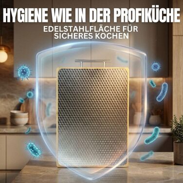 Двостороння обробна дошка з нержавіючої сталі та бамбуку | Кухонна дошка з жолобком для соку та металевим руків'ям | Антибактеріальна дерев'яна дошка для кухні | Велика дошка з бамбуку | Розділочна дошка 40x30x2 см
