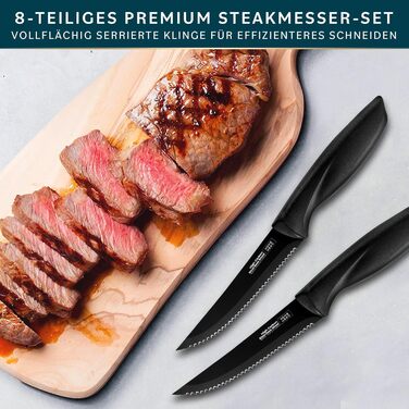 Home Hero Professional Stainless Steel Kitchen Knife Set (8-Piece Steak Knife Set - Black)