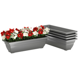 Outsunny Set of 5 Flower Pots - Plastic Planters for Patio, Garden, or Balcony, 23.2 x 8.3 x 6.3 inches, Gray