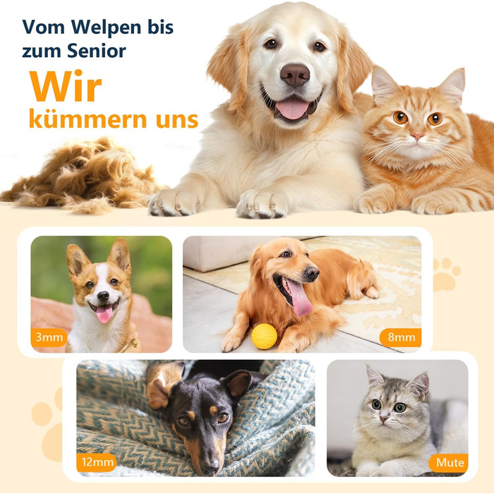 Машинка для стрижки собак Profi з титановими лезами: тиха, 3 швидкості, IPX5, акумулятор, швидка зарядка