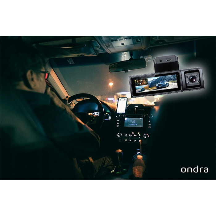 Автомобільний відеореєстратор Ondra XR170 4K UHD: 3 камери, GPS, Wi-Fi