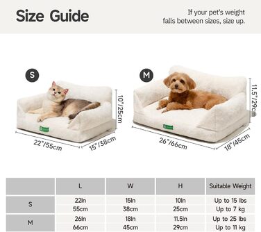 MEWOOFUN Cat Sofa, Cat Bed for Indoor Cats, Cute Kitten Bed Pet Sofa with Removable, Washable Cover and Non-Slip Bottom for Small Dogs (White, S)
