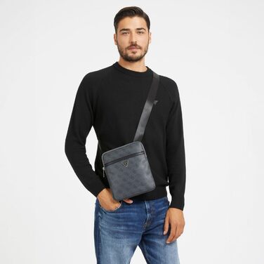 Чоловіча сумка Guess Vezzola Smart Crossbody Flat чорна з мультилоготипом, артикул UBS25GU01 HMEVZLP2223