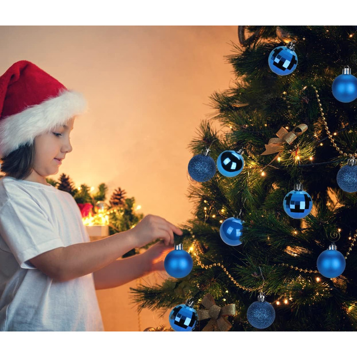 4 см Новорічні кулі для прикраси ялинки, 40 шт. Міцні, синього кольору. Новорічний декор для ялинки