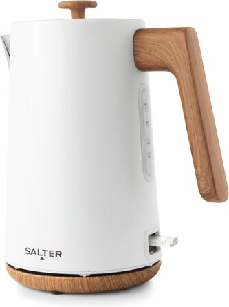 Електричний чайник SALTER Toronto з широкими слотами, 6 режимів підігріву, знімний контейнер для крихт, функція розморожування, підігріву та відключення, самоцентрування, підйомний механізм, білий, UK-штекер
