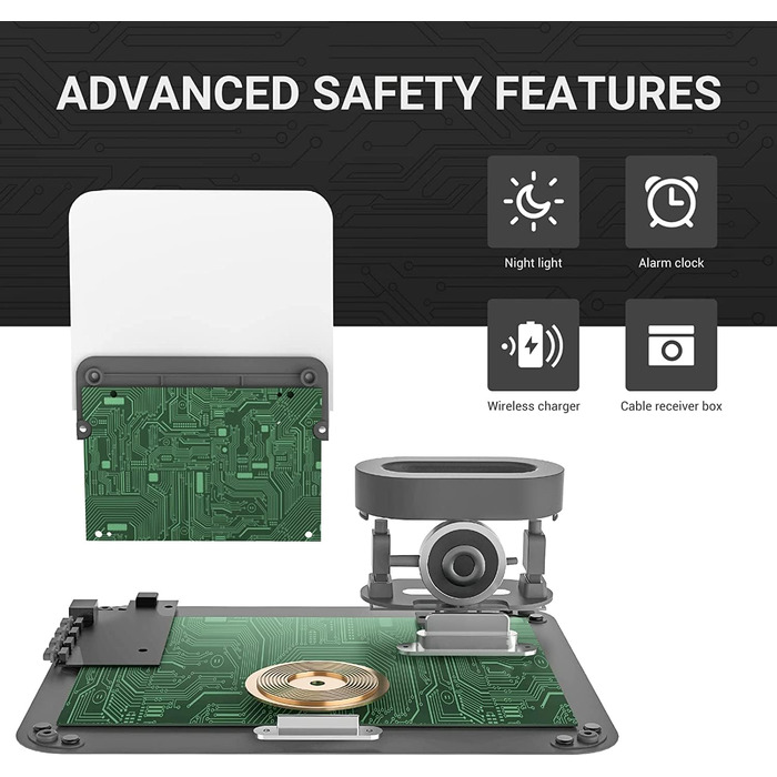 Бездротовий зарядний пристрій COLSUR 3 в 1: зарядка, нічник, будильник. Підтримка iPhone 16/15/14/13/12/11/X/8 Pro Max/Mini/Plus (Сірий)