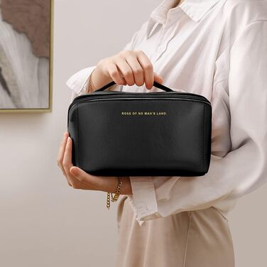 Чорна косметичка для подорожей з PU шкіри, велика місткість, водонепроникна, органайзер для туалетних аксесуарів