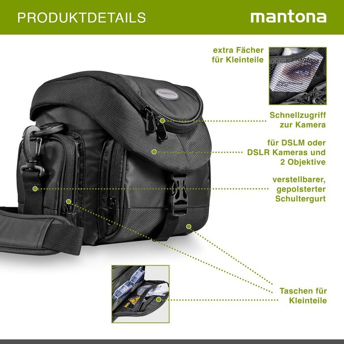 Сумка Mantona Premium для DSLR та DSLM камер з швидким доступом, захистом від пилу та зручним ременем, чорна