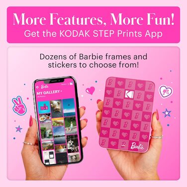 Фотодрук Kodak Barbie x Step Slim Wireless: миттєвий друк, Bluetooth, 2x3” наклейки, iOS/Android