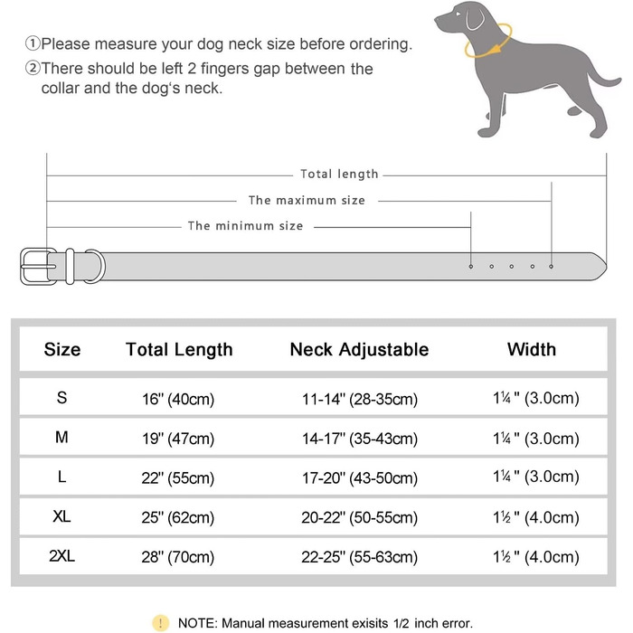 Стильний шкіряний нашийник для собак Didog: чорний, регульований, з гравіюванням, L (17.0-20.0 см)
