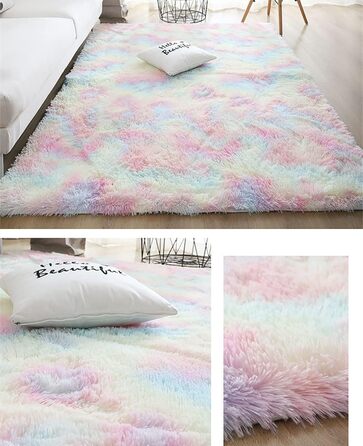 Штучний хутровий килим NIULAA 120x160 см білий, пухнастий, м'який, для вітальні, спальні, коридору, підлогу біля ліжка, на вулицю, шторний, однотонний