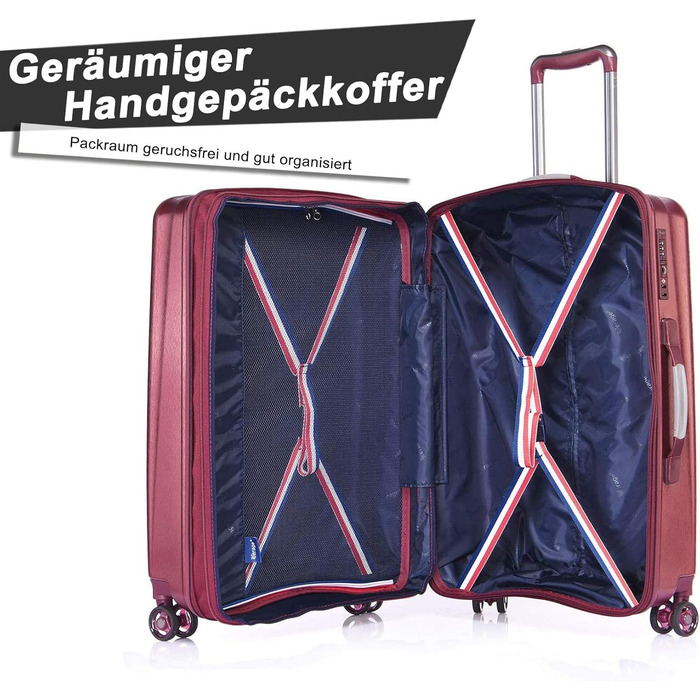 ABISTAB VERAGE Kinetic 4-Wheel Trolley Large Lightweight - L-76cm, 106-127L Expandable, TSA Lock, ABS/PC Hard Shell Suitcase, Travel Suitcase, Burgundy