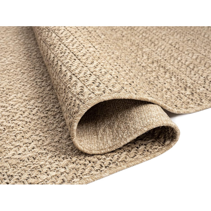 Килим Kansas - стильний килим у стилі джуту, ідеальний для вітальні, їдальні та коридору, легко чиститься, стійкий до погодних умов для використання в приміщенні та на вулиці, розмір приблизно 60 x 180 см, натуральний колір
