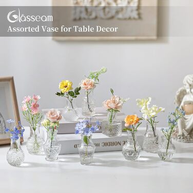 Glasseam набір міні-ваз із скла для декору столу, 40 шт. Вінтажні маленькі вази для весілля, вечірки, дня народження, дому, вітальні