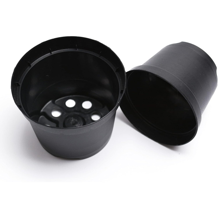 Prime Garden® Круглі пластикові горщики для розсади та квітів, чорні, 31 см, 12 л, набір 10 шт, для дому і вулиці