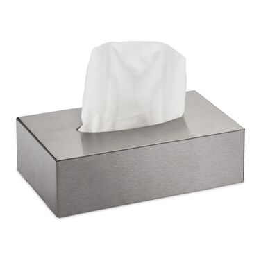 Relaxdays Cosmetic Tissue Box, Stainless Steel, Silver