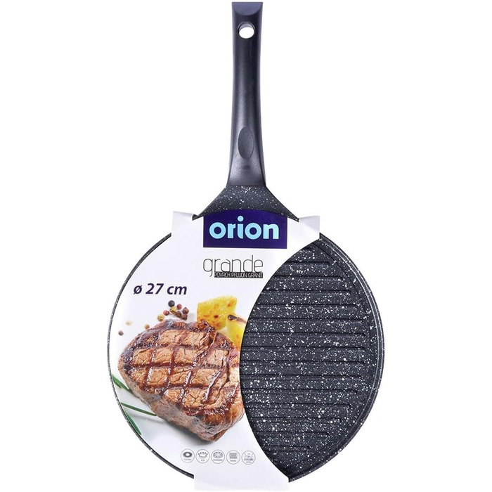 Сковорода для яєчні Orion Group 27 см, антипригарна, для 4 яєць, для газу та індукції, гриль-сковорода, млинець