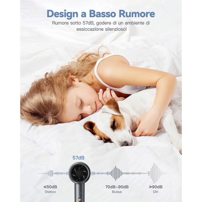 Складаний фен DEWILY Profi: потужний, тихий, для подорожей, сірий. 3 режими нагріву, 1 насадка.