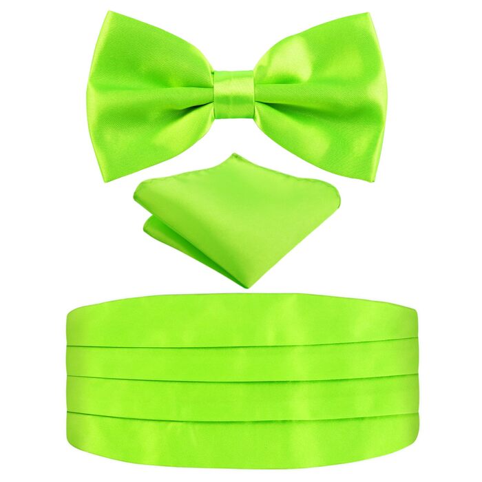 Метелик Alizeal чоловічий однотонний, з підтяжками та хустинкою в кишеню - подарунковий набір (132-лаймовий зелений)