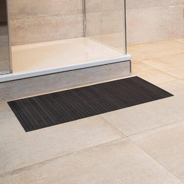 DE-Commerce Bamboo Bath Mat Set - 3 Pack, Non-Slip Bathroom Rugs - Natural Wood Look, Ebony Color
