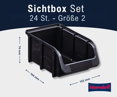Hünersdorff Sichtbox 30 шт., розмір 2, поліпропілен, чорна, міцна стелажна ящик для зберігання
