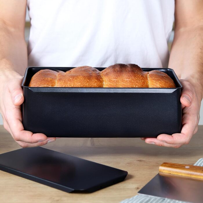 Форма для випічки хліба BREADLYST® Преміум з кришкою, вузька висока 23x11x10 см (30 см) - вуглецева сталь з антипригарним покриттям, до 260°C