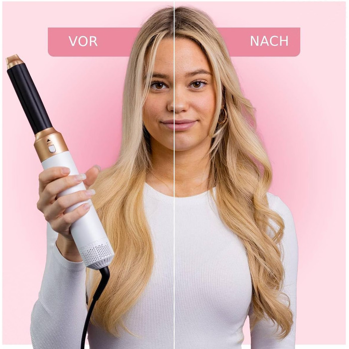 Набір для укладки волосся 5 в 1 Warmluftbürste Set: фен-щітка, плойка для локонів, 3 температурні режими, Auto-Wrap, негативні іони, 1000 Вт, захист від пошкодження