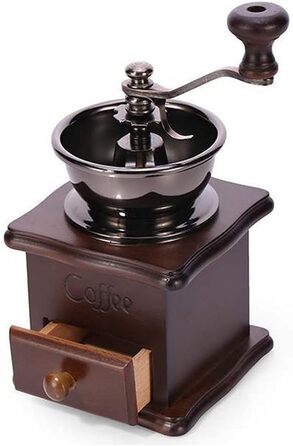 Ручна кавомолка A + kitchen Vintage стиль з керамічним жорном, коричнева, 20 x 9,5 x 16,5 см