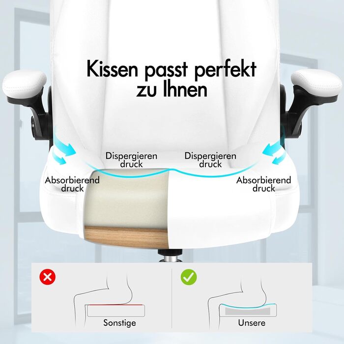 Офісне крісло ALFORDSON з регульованим нахилом 150°, обертання 360° та підставкою для ніг, PU-шкіра, чорний глянець (для дому та ігор)