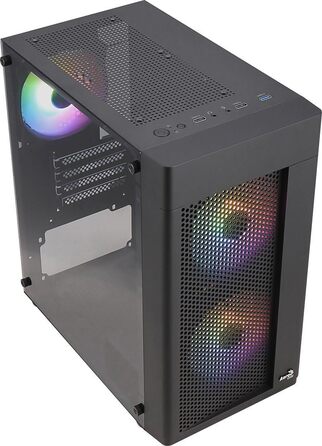 Корпус ПК Aerocool HEXFORM K2 V2 Micro ATX з 3 RGB вентиляторами, сітчаста передня панель, чорний колір