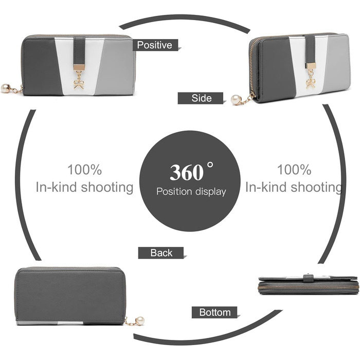 Сумка жіноча Lulu Daen середнього розміру з PU шкіри: сумка-шопер, сумка на плече для роботи, подорожей, бізнесу (Сіра, з гаманцем)