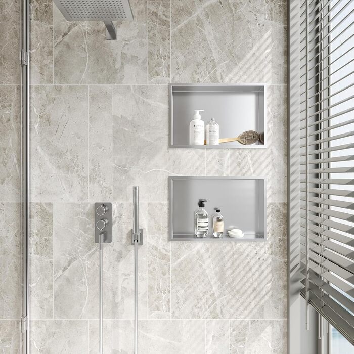 Neodrain Corner Shower Shelf Stainless Steel Shower Shelf Single Shelf Storage for Bathroom 45 x 30 cm, Brushed