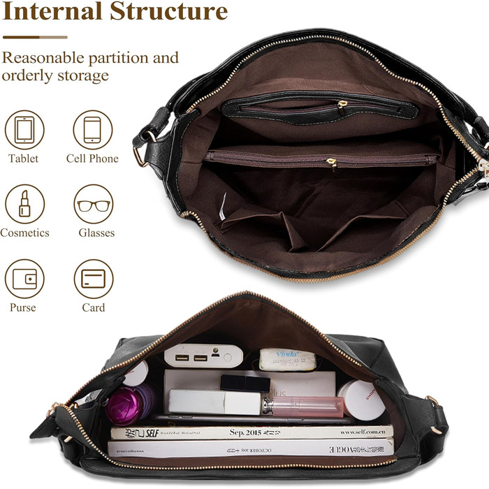 Сумка жіноча шопер велика елегантна через плече, PU-шкіра, колір кава, з кишенею, замок (B Schwarz)