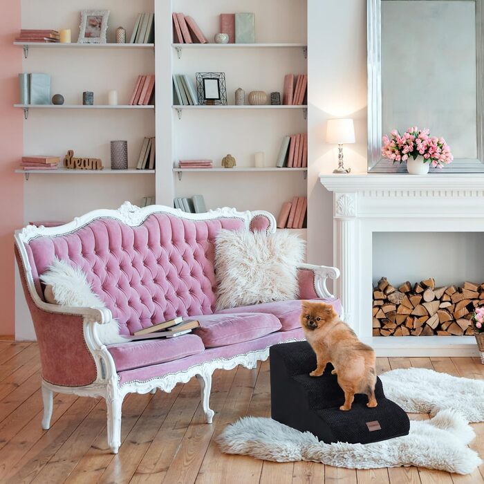 Сходинки для собак та котів Relaxdays, 3 сходинки, чорного кольору, розмір 33 x 41 x 54 см